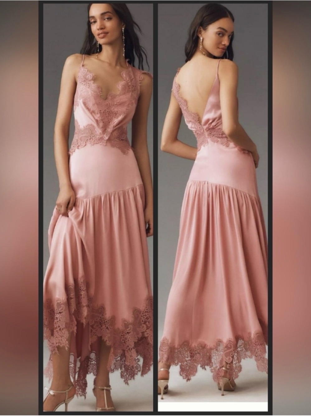 Anthropologie BHLDN Evelyn Lace V-neck High-low Midi Dress - Picture 2 of 8